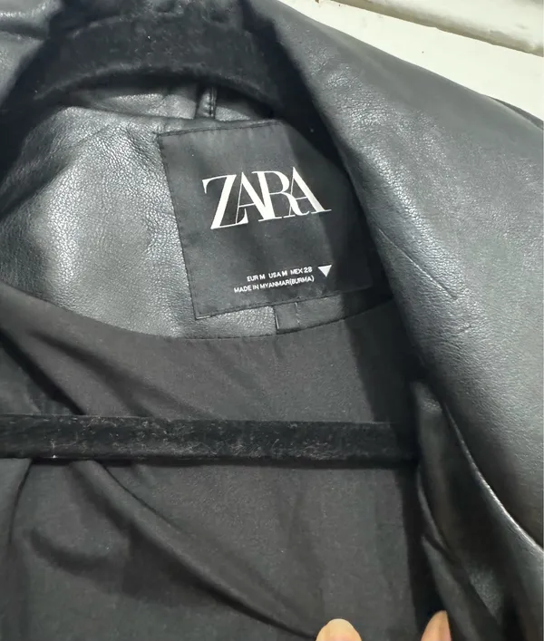 ZARA Black Faux Leather Moto Jacket size M - Image 3