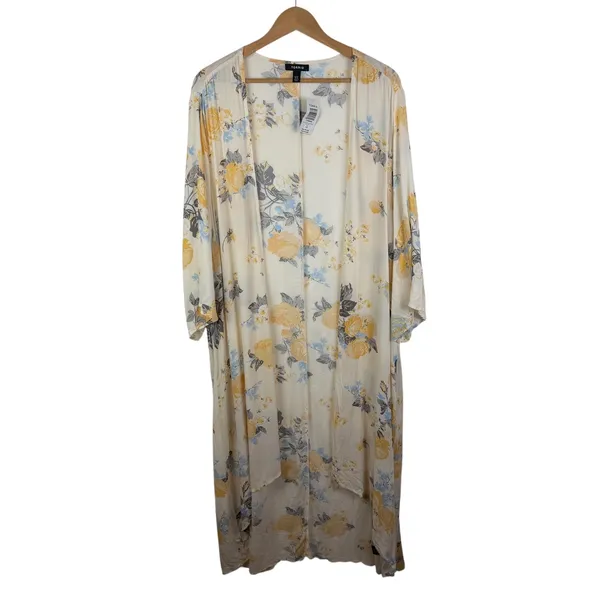 NWT Torrid Georgette Kimono Sz 1X/2X Yellow Floral Lightweight Open Front‎ Flowy - Image 2