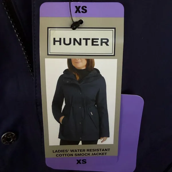 Hunter Women’s Wind & Water Resistant 100% Cotton Raincoat Hooded Jacket Size XS - Image 14