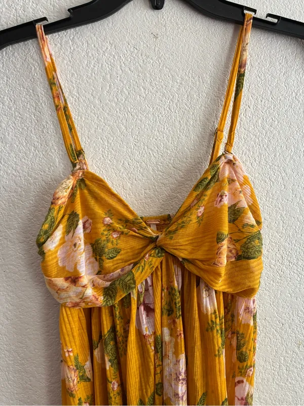Free People Boho Mirage Yellow Floral Print Hi-Low Tunic Top S - Image 14