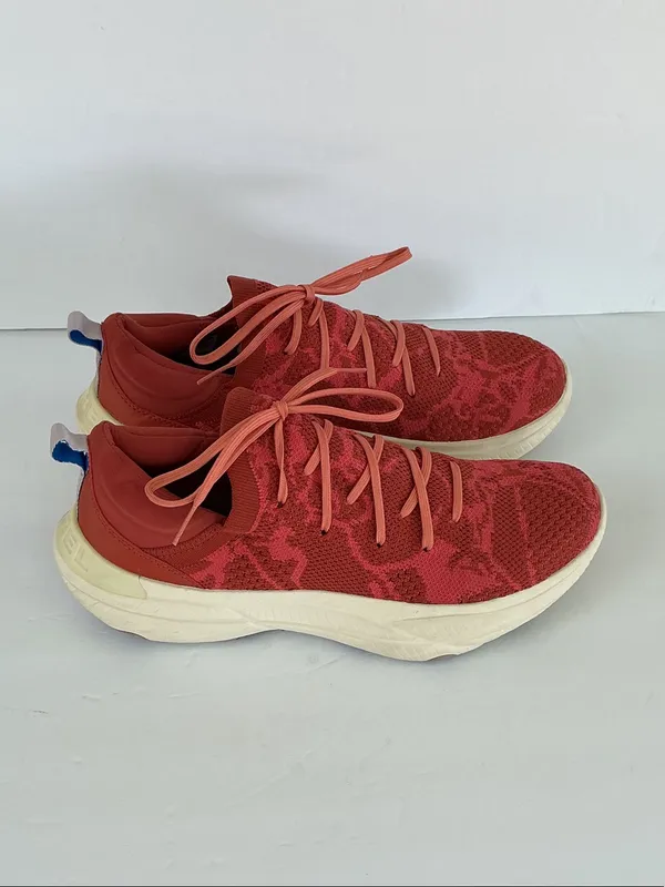 Sorel Explorer Blitz Red Knit Women's Sneakers with Cream Sole - Image 2