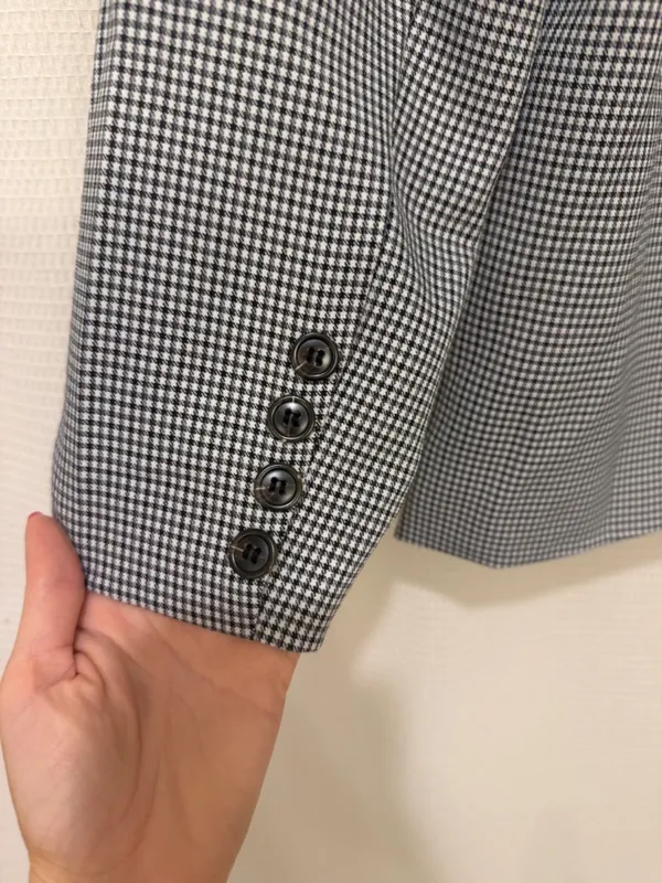 Doe & Rae Houndstooth Double Breasted Blazer Medium Black White Stretch NWT - Image 3