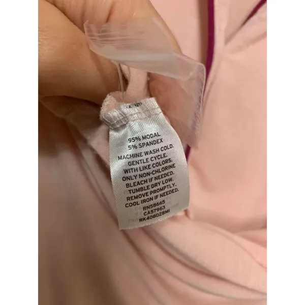 Shimera Pink Modal Button‎ Down Pajama Top Short Sleeve Contrast Piping XL NEW - Image 6