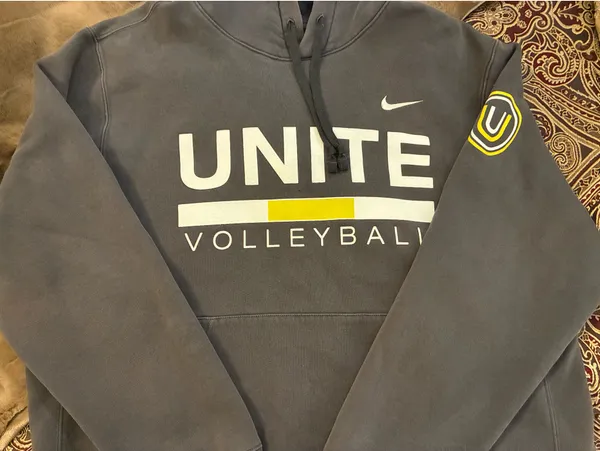 Mens Gray Hooded Nike Sweatshirt Size Large - Image 3
