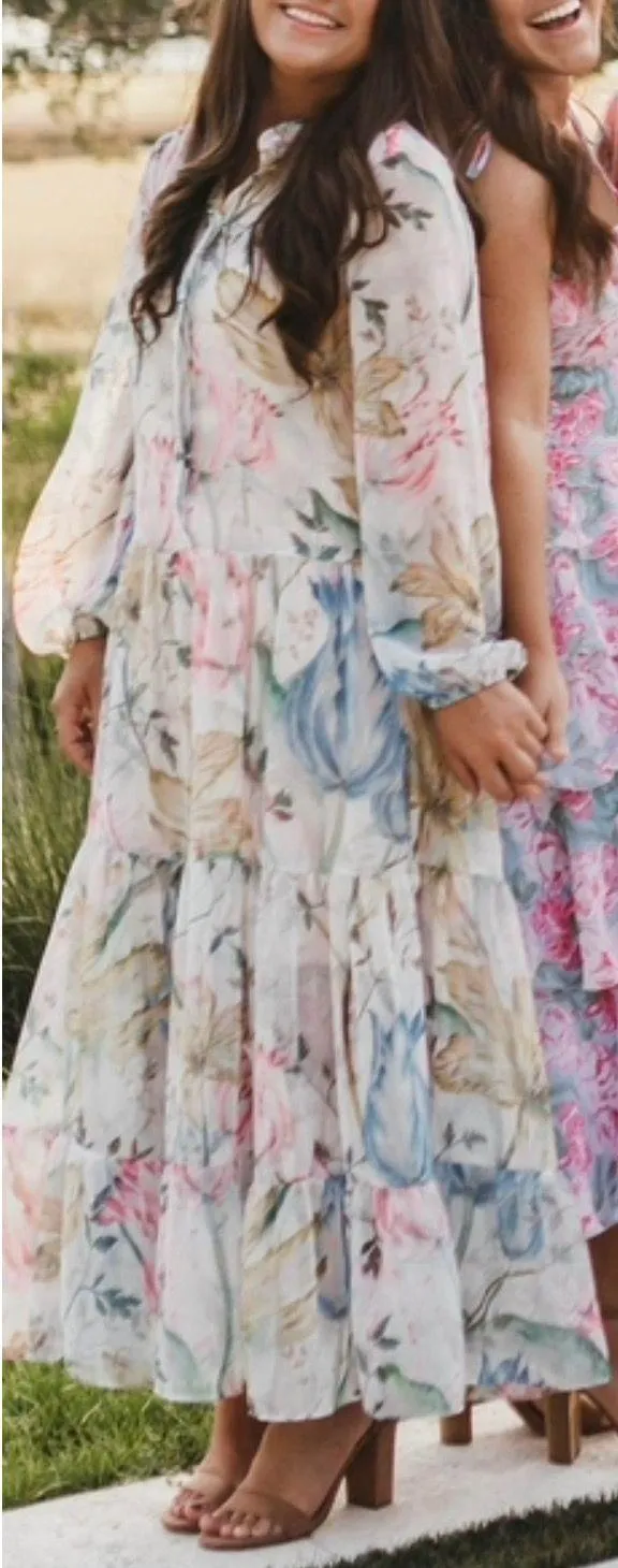 H&M Floral Pastel Midi Dress - Image 3