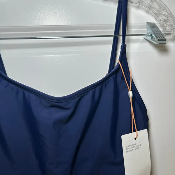 NWT Quince Italian Cami One-Piece Swimsuit navy women's xs classic modest - Image 4