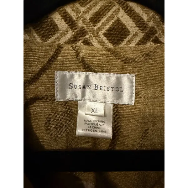 Susan Bristol Mustard Yellow Swirl‎ Geometric Tapestry Button Front Jacket XL - Image 2