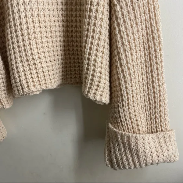 Goodnight Macaroon Retta Cognac Ribbed Waffle Knit Oversized Cropped Turtleneck - Image 9