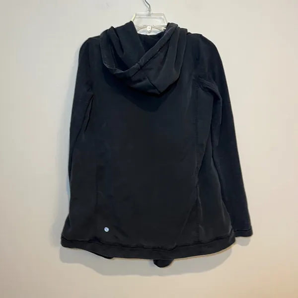 Lululemon Jacket Blissed Out‎ Wrap Open Front Black Organic Cotton Tencel Size 2 - Image 3