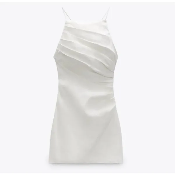 ✨Zara Draped Linen White Sz XS Dress✨ - Image 6