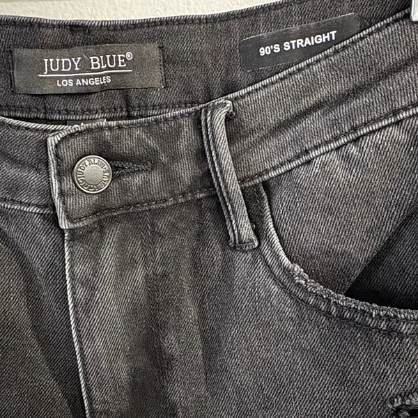 Judy Blue High Waisted Distressed 90s Straight Jean 9/29 Women’s Black - Image 4