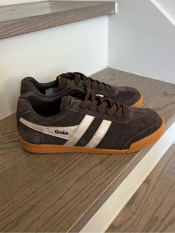 Gola Anthropologie Harrier Mirror Suede Sneakers in Mocha / Gold / Gum NWOB - Image 2