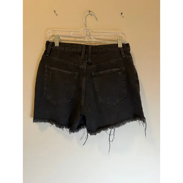 We The Free Free People Black Distressed High Rise Denim Shorts Size 26 NWT - Image 3