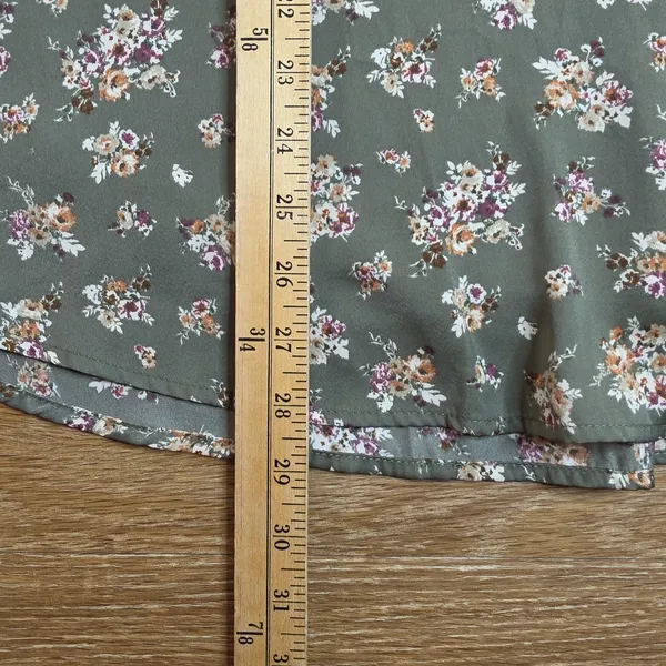 Altar'd State Dress Women S Sage Floral Puff Sleeve Mini Tie Back Cottagecore - Image 7