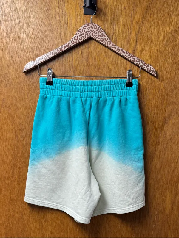 Apparis Roxy 100% Cotton Ombre Dip Dye Fleece Track Shorts Blue White Small - Image 12