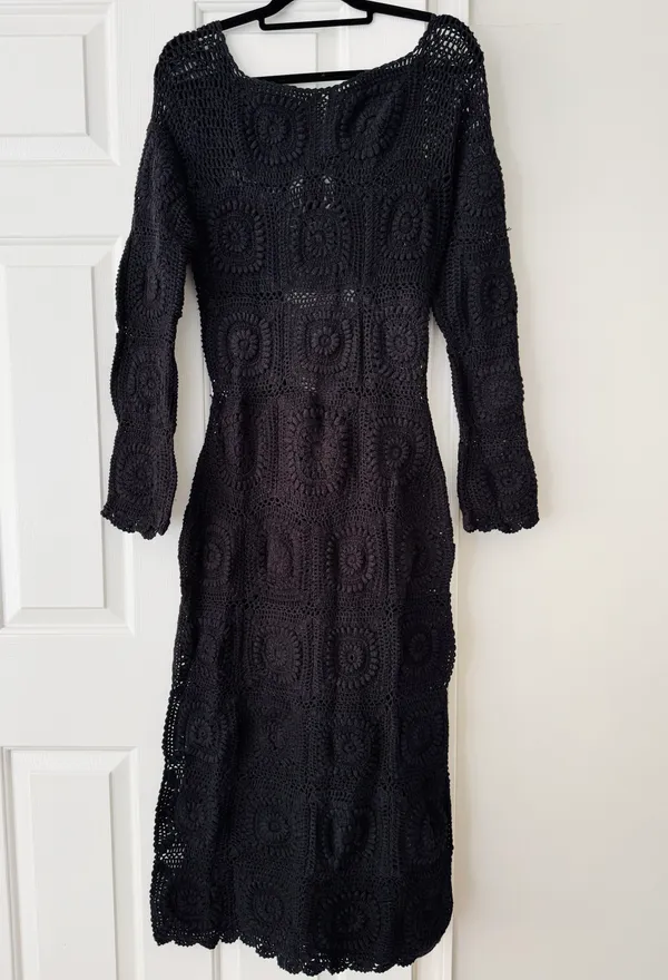Anthropologie Bohemian Crochet Knit Midi Dress, Size S - Image 6