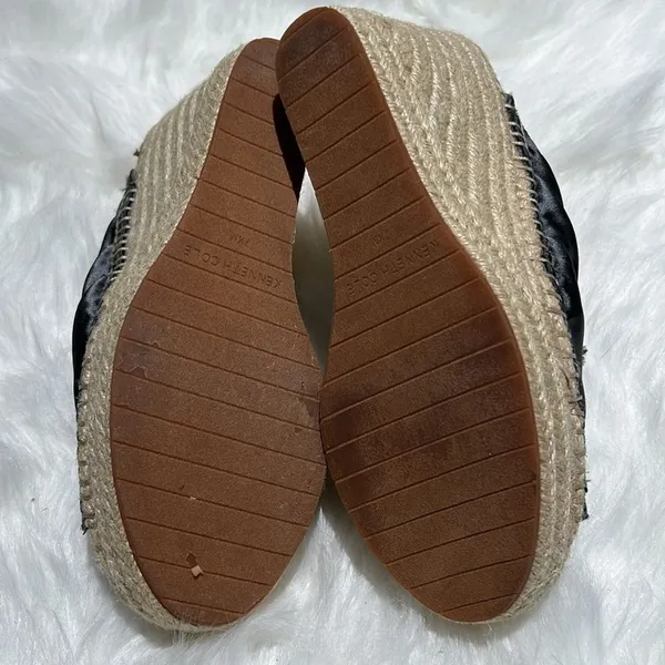 Kenneth Cole Gunmetal Grey Satin Espadrilles Wedge‎ Sandals Size 7.5M. B83 - Image 10