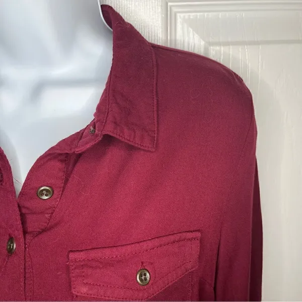 Old Navy Half Button Down Tunic Shirt Dress Pinot Maroon Red S - Image 2