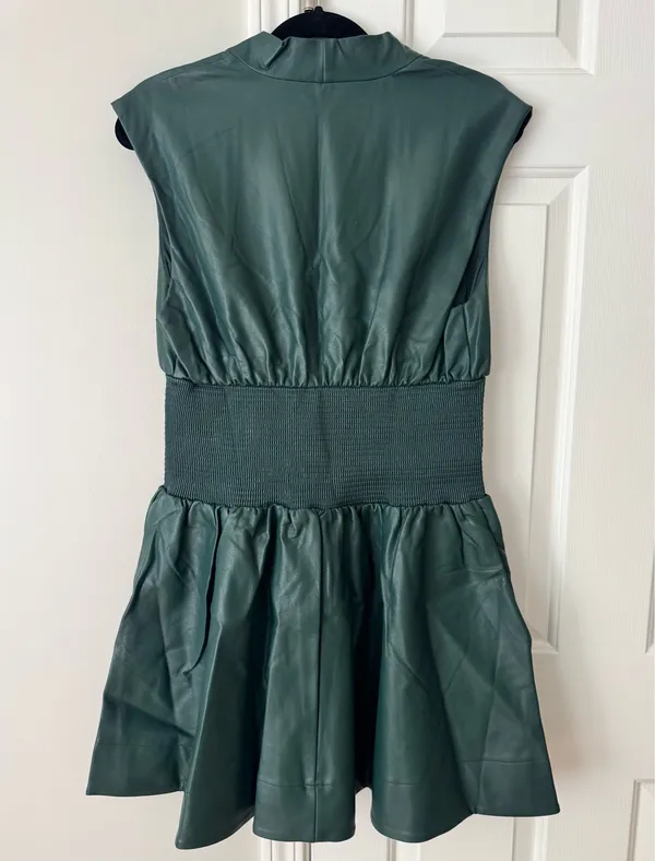 Anthropologie The Tommie Faux Leather Front-Zip Mini Shirt Dress, Size XL - Image 12