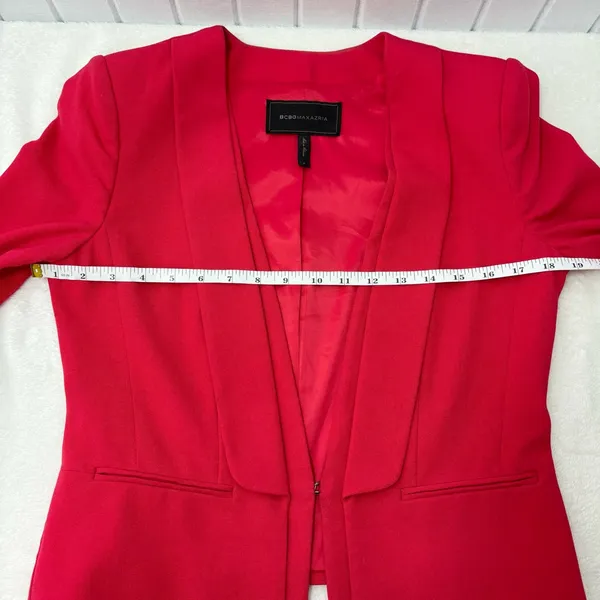 BCBGMaxAzria Bright Red Suit Jacket Sexy Tapered Crop Feminine‎ Size S - Image 8