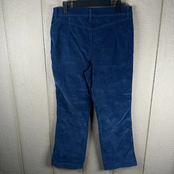 Free People High Time Velvet Kick Flare Pants Womens Size 14 Blue Patch Pockets - Image 3