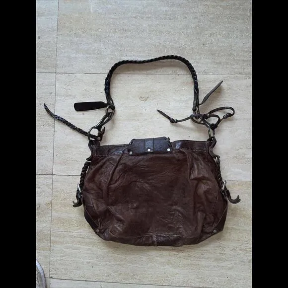 VIN BAKER Saddle Leather Brown Trim Cross-Body Shoulder Bag‎ Purse USA - Image 2