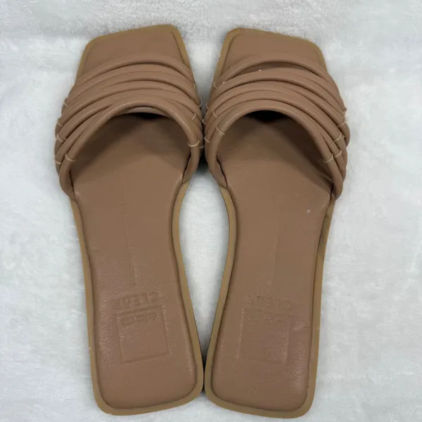 Dolce‎ Vita Clear Tan Padded Multi Strap Square Toe Flat Slide Sandals Est 11 - Image 5