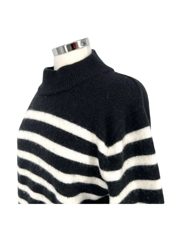 J.Crew Striped Supersoft Sweater Textured Black White Quiet Luxury Size XS - Image 4
