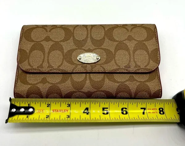 Coach brown leather signature Charlie C snap wallet pink interior A1532 … - Image 3