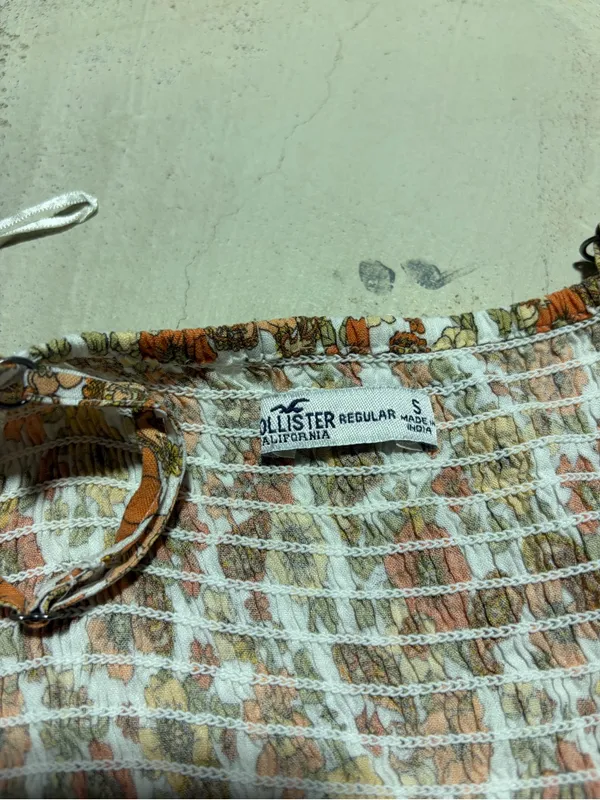 Hollister Floral Smocked Sundress in White and Orange small - Image 3