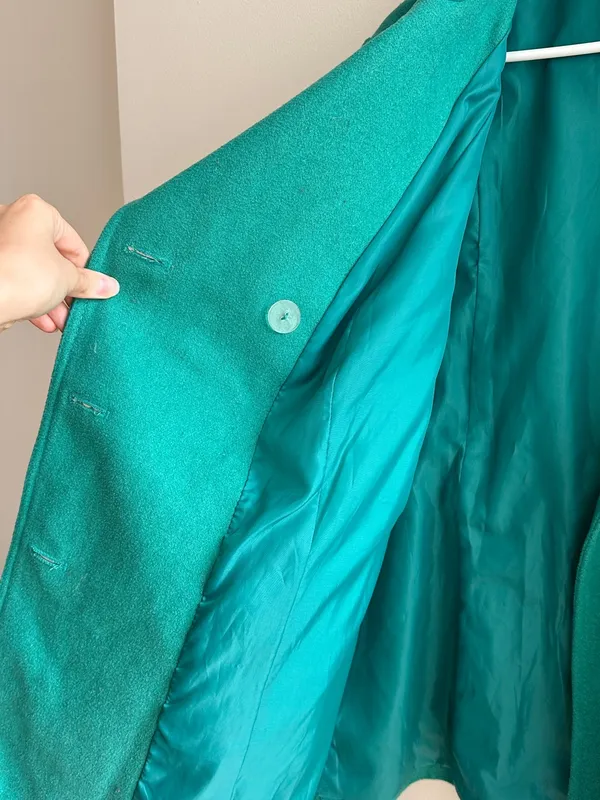 Old Navy Double Breasted Classic Wool Blend Pea Coat, Teal - Blue/Green, Size XL - Image 13