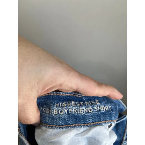 American Eagle‎ Distressed Denim Cutoff Shorts Sz 10 High Rise Frayed Hem Summer - Image 6