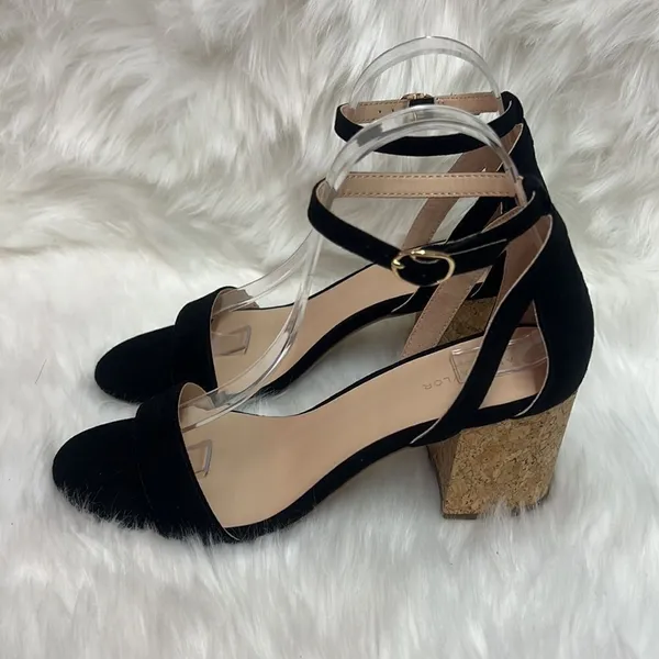 Anne Taylor Black and Cork Chunky heeled sandals‎ Size 7.5 BIN 16 - Image 7