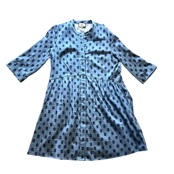 Tuckernuck Slate Blue Half Drop Royal Shirt Dress Size Large - Image 3