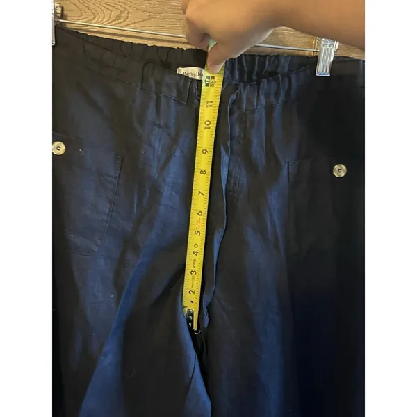 Allen Allen Linen Pants Plus 1XL Navy Blue Pockets Timeless Excellent - Image 6
