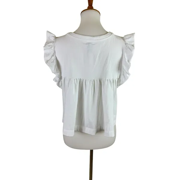 Maeve White Ruffle Babydoll Top S Coquette Cottagecore Romantic Blouse OB2036470 - Image 2