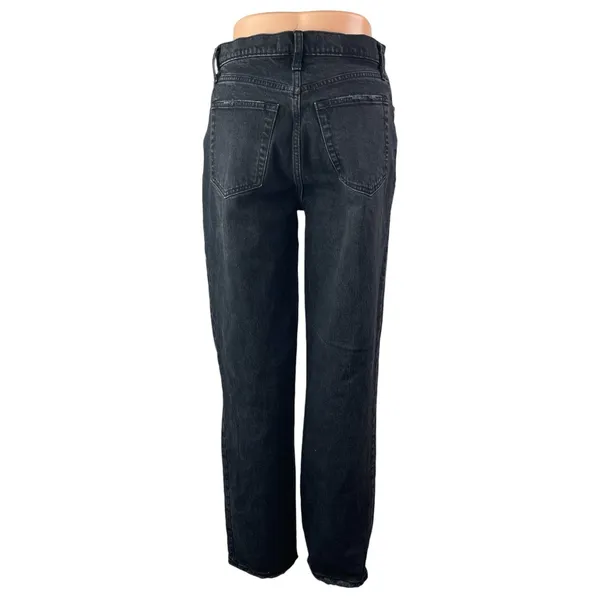 Abercrombie & Fitch 90's Straight Black High Rise Distressed Denim Jeans Size 28 - Image 4