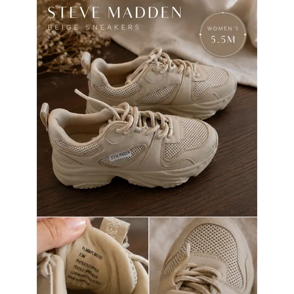 Steve Madden Possession platform sneakers in a beige or bone color - Image 2