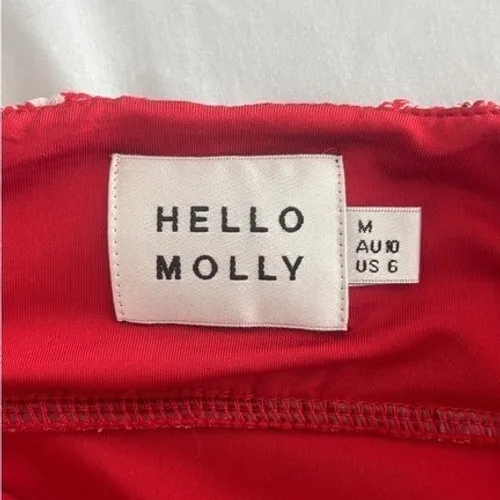 Hello Molly Red Floral Mesh Ruched Bodycon‎ Mini Dress Womens US 6 Medium - Image 5