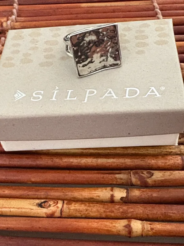Silpada Square Hammered Sterling Silver Ring 7.5 - Image 2