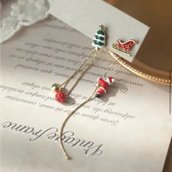 Santa Claus Threader Earrings Cute Retro Asymmetrical Climbing Santa Claus‎ - Image 9