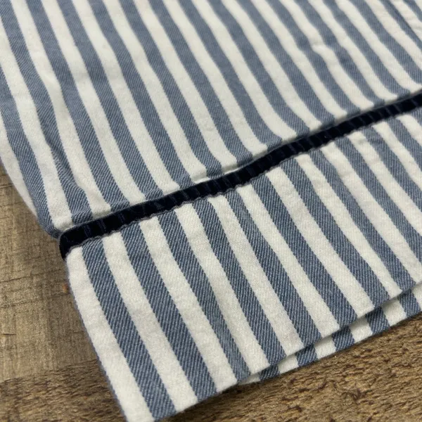 Aerie Pajama Pants Small Blue Stripe Velvet Trim Cozy Preppy Lounge Soft Classic - Image 2