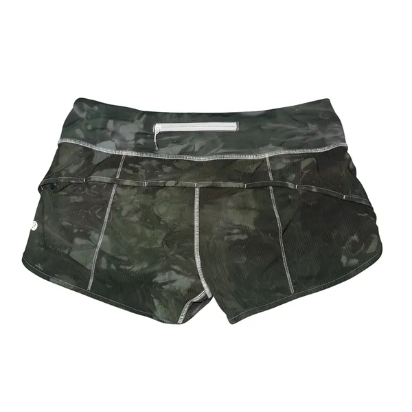 Lululemon Speed Up Shorts Women 6 Green Camo Excellent Low Rise Lined Running - Image 2