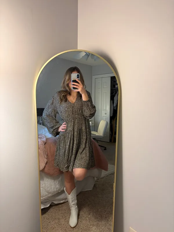 A New Day leopard print long sleeve babydoll dress (Target) - Image 4