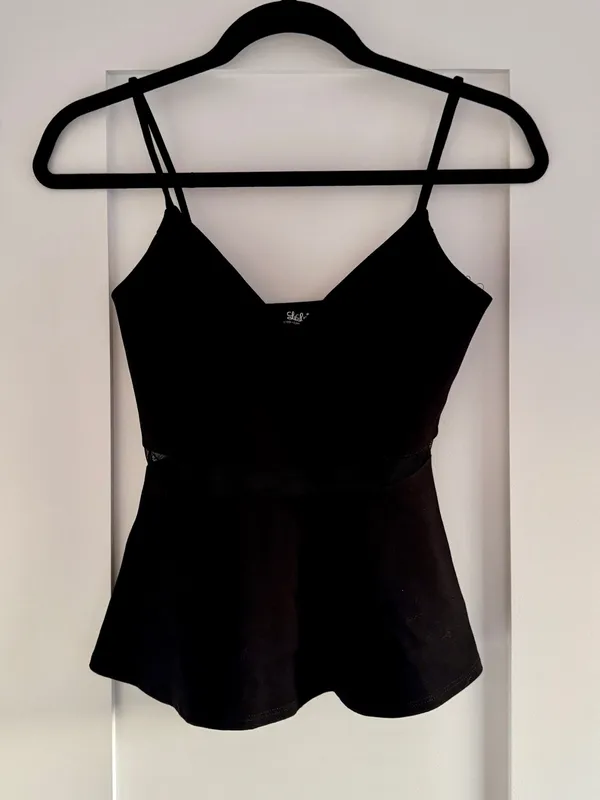 Lulus Keen Interest Black Mesh Peplum Top Size Medium M - Image 5