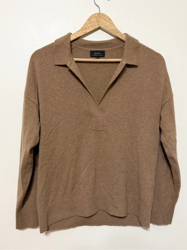 Quince Mongolian Cashmere Polo Sweater Size Medium Women’s - Image 5