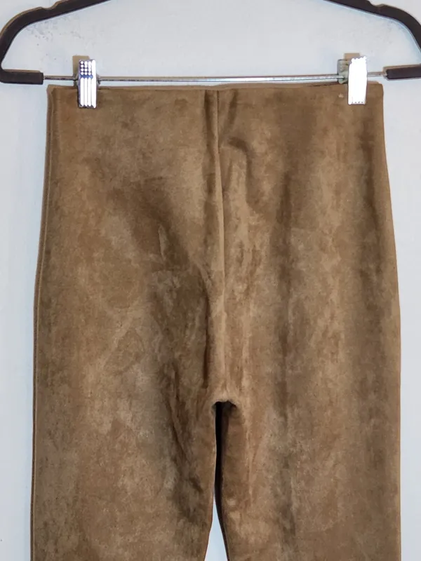 Zara Brown Faux Suede Skinny Ankle Pants Size Medium - Image 5