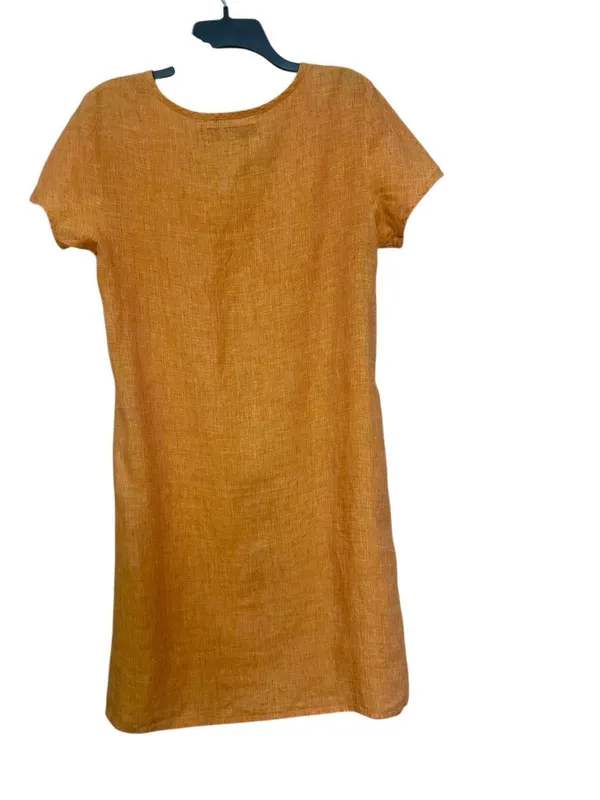 FLAX Brand 100% Linen Short Sleeve Dress Orange Womens Size S - Image 2