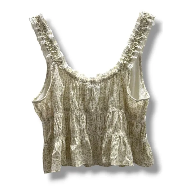 Celebrity Pink x Bridgerton Floral‎ Smocked Peplum Tank Top Cream Green XXL - Image 4