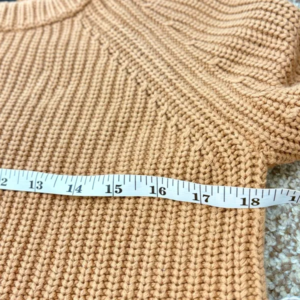 Quince Fisherman Crew Sweater Women XS Camel 100% Organic Cotton Ribbed Knit Top - Image 10